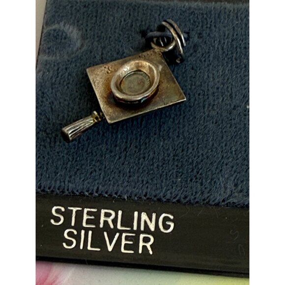 Vintage 90's NOS Sterling 925 Silver Graduation Cap Hat Charm - Picture 2 of 6